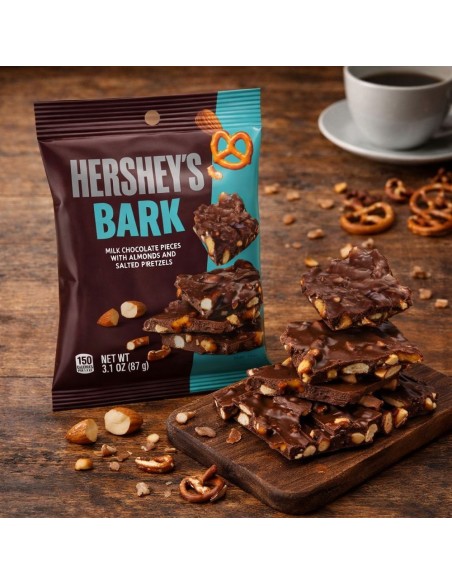 Corteccia di Hershey con mandorle e pretzel salati