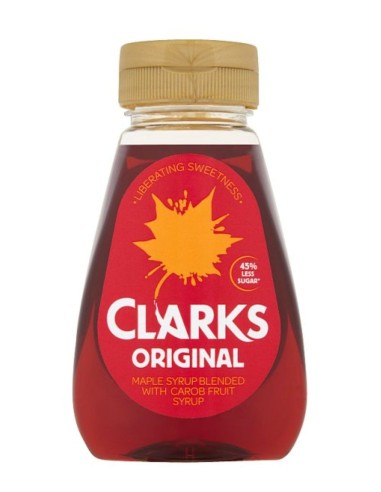 Jarabe de arce original de Clarks mezclado con jarabe de algarroba