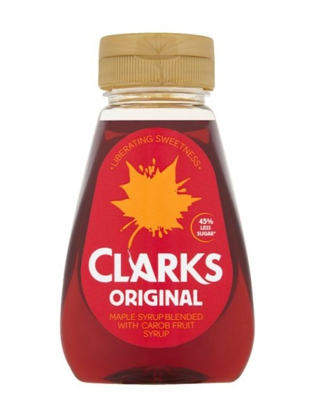 Jarabe de arce original de Clarks mezclado con jarabe de algarroba