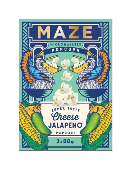 Palomitas de maíz con laberinto y queso y jalapeño