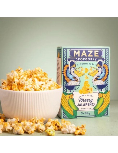 Palomitas de maíz con laberinto y queso y jalapeño