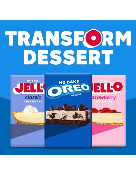 Jell-O No Bake Oreo Dessert Kit with Filling Mix, Crust Mix & Cookie Pieces