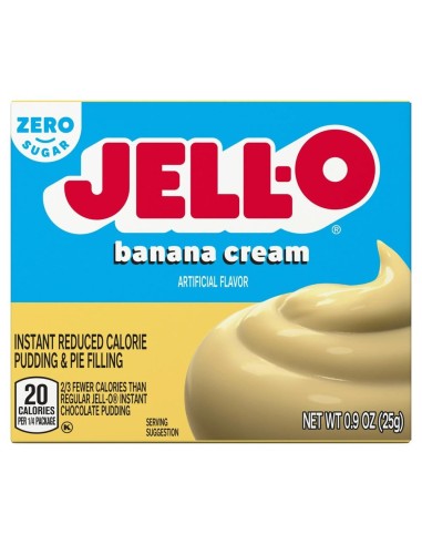 Pudín instantáneo y relleno para tartas Jell-O sabor crema de plátano sin azúcar
