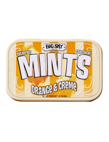 Caramelos de menta sin azúcar Big Sky sabor naranja y crema