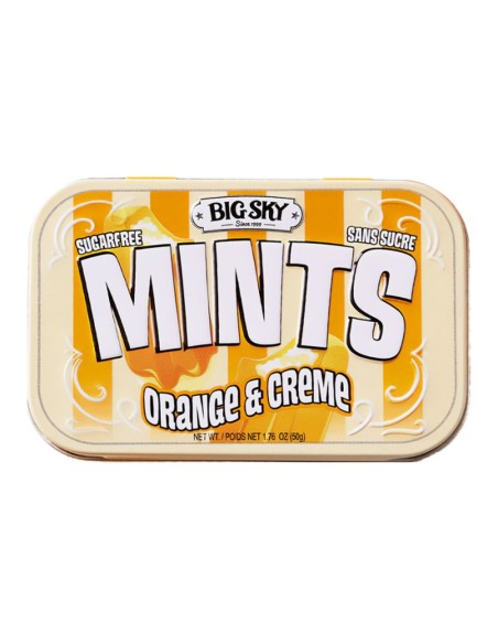 Caramelos de menta sin azúcar Big Sky sabor naranja y crema