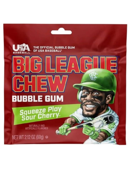 Big League Chew Bubble Gum Squeeze Play Sour Cherry