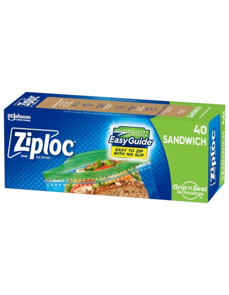 Boîte 40 Sacs à Sandwich Ziploc Sandwich Bags Grip 'n Seal
