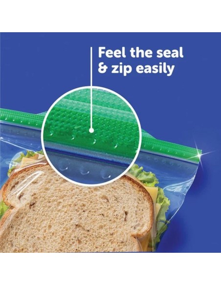 Boîte 40 Sacs à Sandwich Ziploc Sandwich Bags Grip 'n Seal