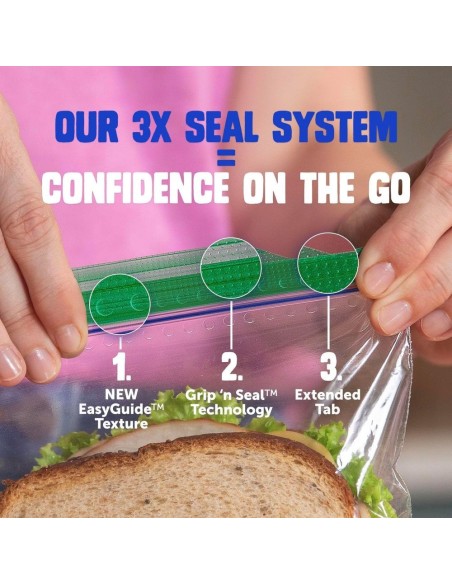Boîte 40 Sacs à Sandwich Ziploc Sandwich Bags Grip 'n Seal