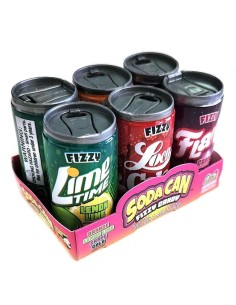 Paquete de 6 latas de refresco con gas y caramelo
