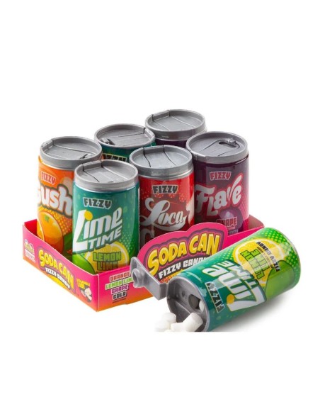 Paquete de 6 latas de refresco con gas y caramelo