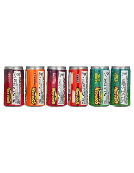 Paquete de 6 latas de refresco con gas y caramelo