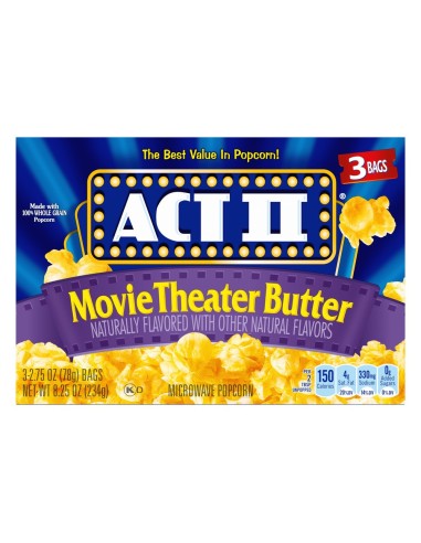 Act II Movie Theater Butter Microwave Popcorn - Caja de 3
