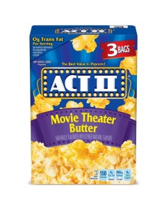 Act II Movie Theater Butter Microwave Popcorn - Confezione da 3