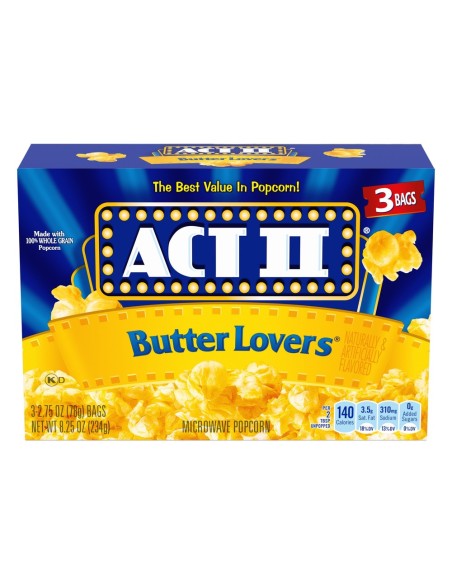 Act II Butter Lovers Microwave Popcorn - Confezione da 3