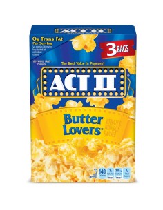 Act II Butter Lovers Microwave Popcorn - Confezione da 3