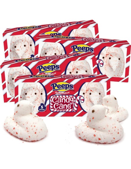 Peeps Marshmallow Candy Cane Chicks x5