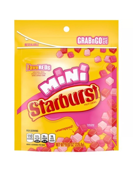 Starburst Fruit Chews Mini FaveREDs 226,8g - Bonbons Tendres US | Pop's America