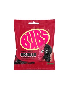 BUBS Sweet & Salty Skalle Raspberry Salty Licorice 155g