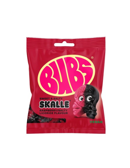 BUBS Sweet & Salty Skalle Raspberry Salty Licorice 155g