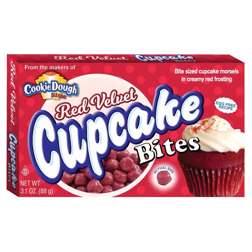 Bocaditos de masa de galleta con cupcake de terciopelo rojo