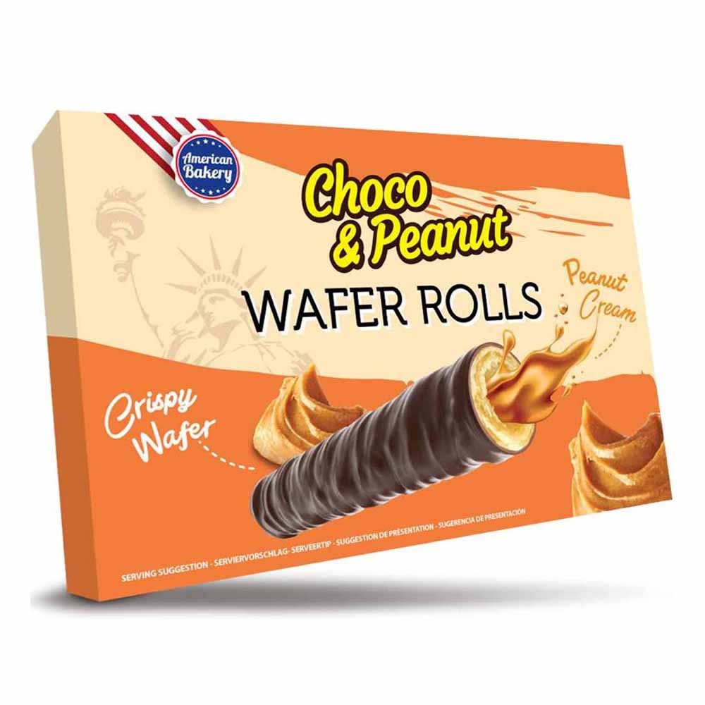 Choco & Peanut Wafer Rolls American Bakery
