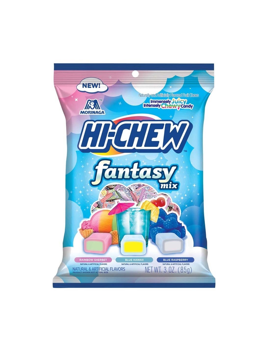 Pops Azul Chicle Mezcla de fantasía Hi-Chew : Sorbete arcoíris y Hawaii azul | Pop's America