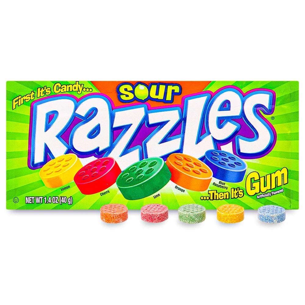 Sour Razzles Candy Gum