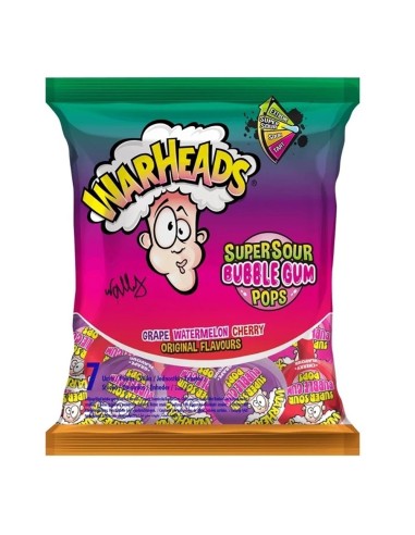 Warheads Super Sour Bubble Gum Pops