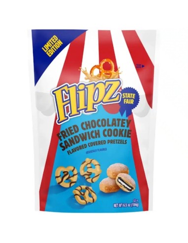 Pretzels de galleta sándwich con chocolate frito de la Feria Estatal Flipz