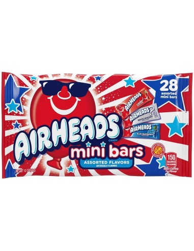 Barritas Airheads Mini rojas, blancas y azules, paquete de 30