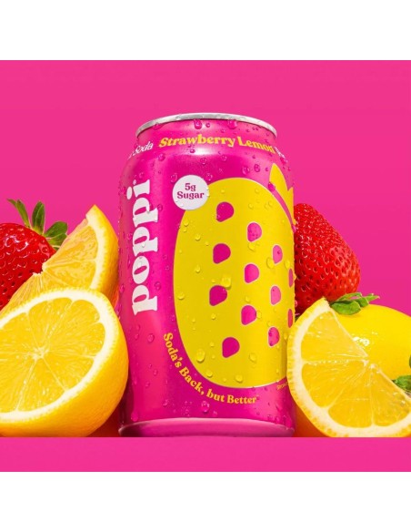 Refresco prebiótico Poppi fresa limón