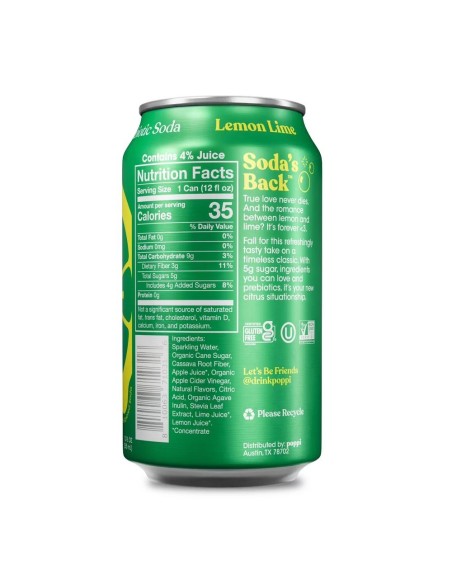 Poppi Soda Prebiótica Limón Lima