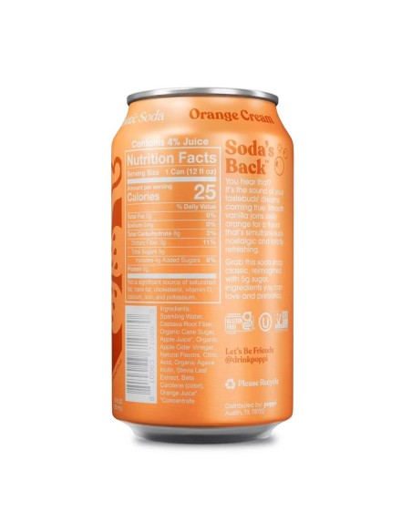Poppi Prebiotic Soda Orange Cream