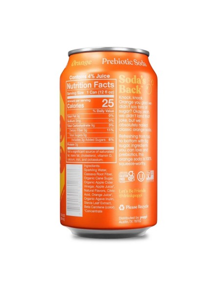 Refresco prebiótico Poppi Naranja
