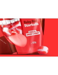 Crunch Punch Ruby Red Starballs – Caramelos de fruta roja liofilizados ultracrujientes | Pop’s America 2