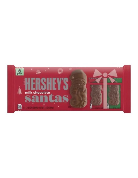 Confezione da 6 cioccolatini di Babbo Natale al cioccolato al latte Hershey