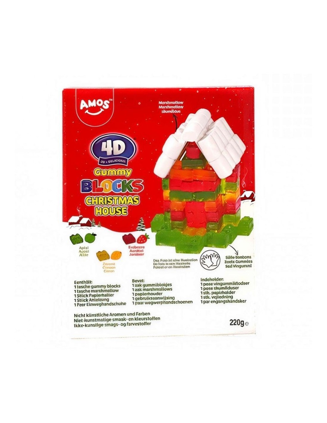 Amos 4D Gummy Blocks House Christmas 220g – Maison bonbons à construire ...