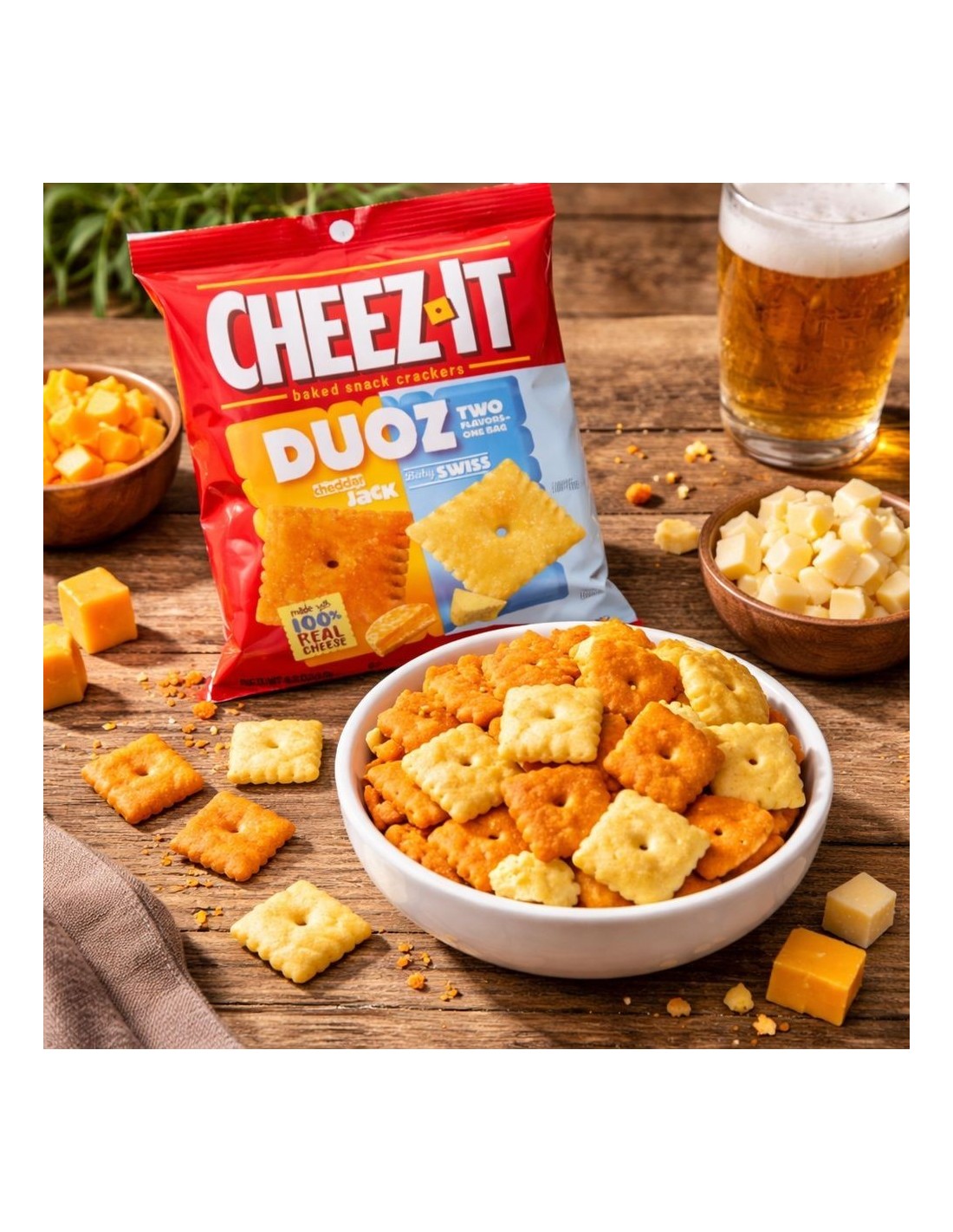 Cheez-It Duoz Cheddar Jack & Baby Swiss – Savory Crackers | Pop's